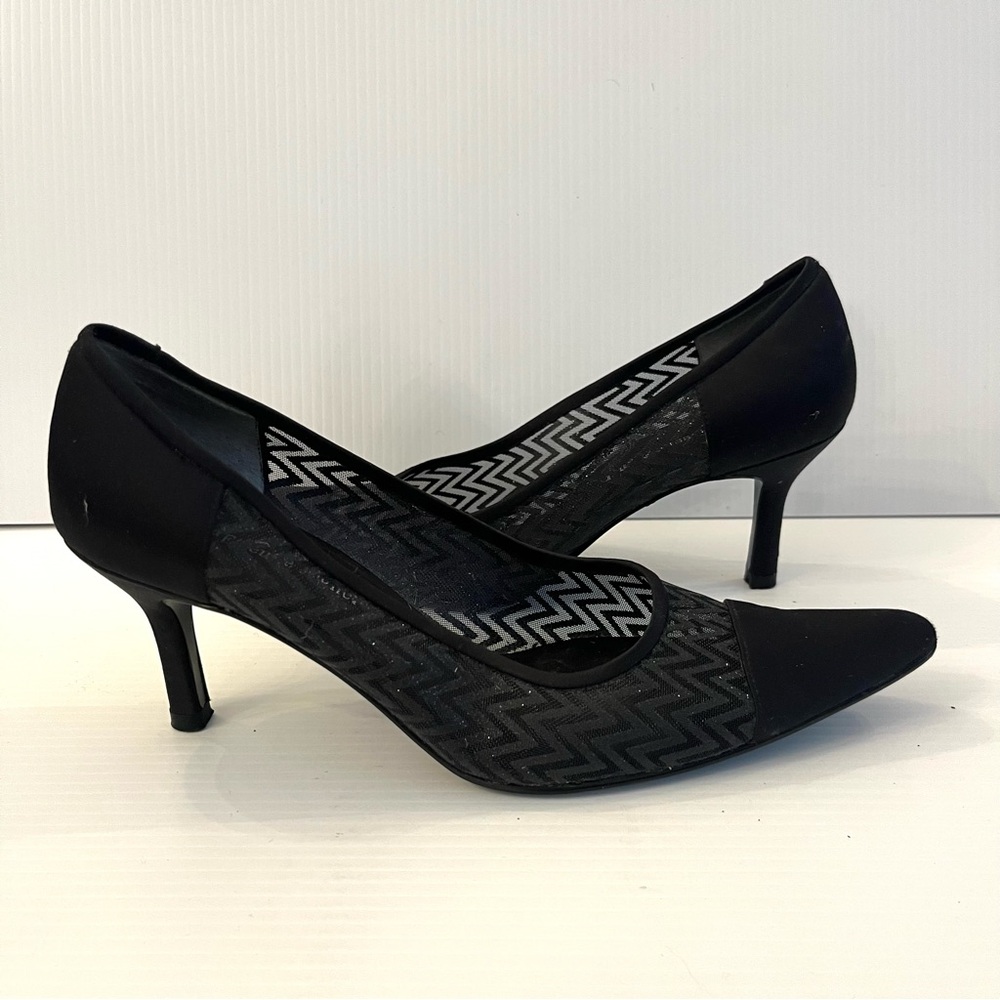 📣ANY 3 @ $33 - $6.99 ship📣 ETIENNE AUGER Black Mesh Heels - Women's Size 7.5